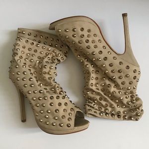 Gold Studded Nude Booties Size 8
